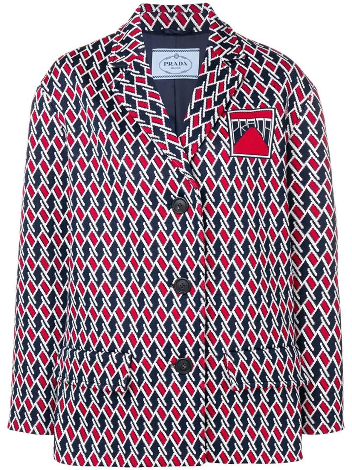 Prada Jacquard Caban Jacket - Blue