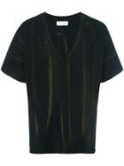 Faith Connexion Stripe Print V-neck T-shirt - Black