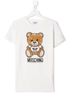 Moschino Kids Teen Bear Logo Print T-shirt - White