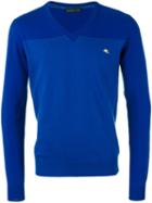 Etro Tonal V-neck Jumper, Men's, Size: Medium, Blue, Cotton