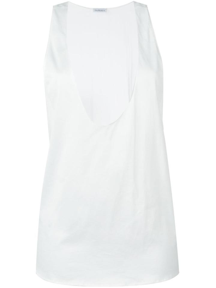 La Perla 'op-art' Tank Top, Women's, Size: 44, White, Silk/cotton