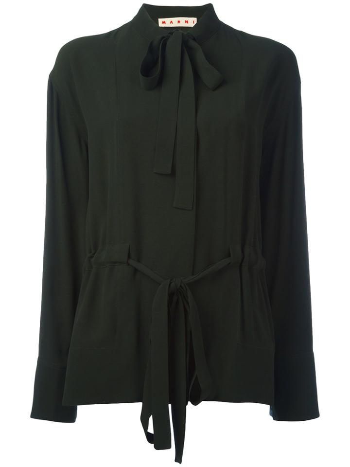 Marni Pussy Bow Placket Blouse - Green