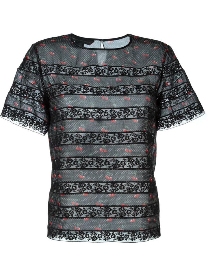 Marc By Marc Jacobs Cherry Print T-shirt Blouse, Women's, Size: 4, Black, Cotton/silk