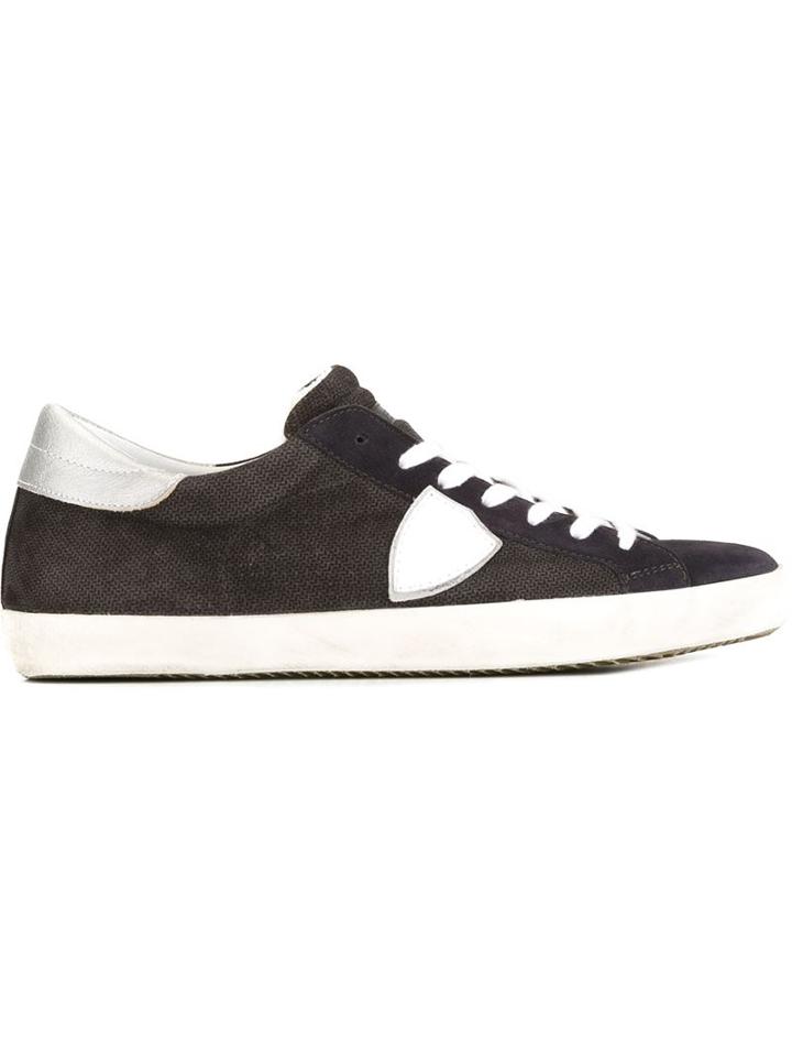 Philippe Model Panelled Lace-up Sneakers, Men's, Size: 45, Blue, Calf Leather/leather/cotton/rubber