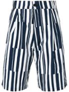 Sunnei Striped Shorts, Men's, Size: Large, Blue, Cotton