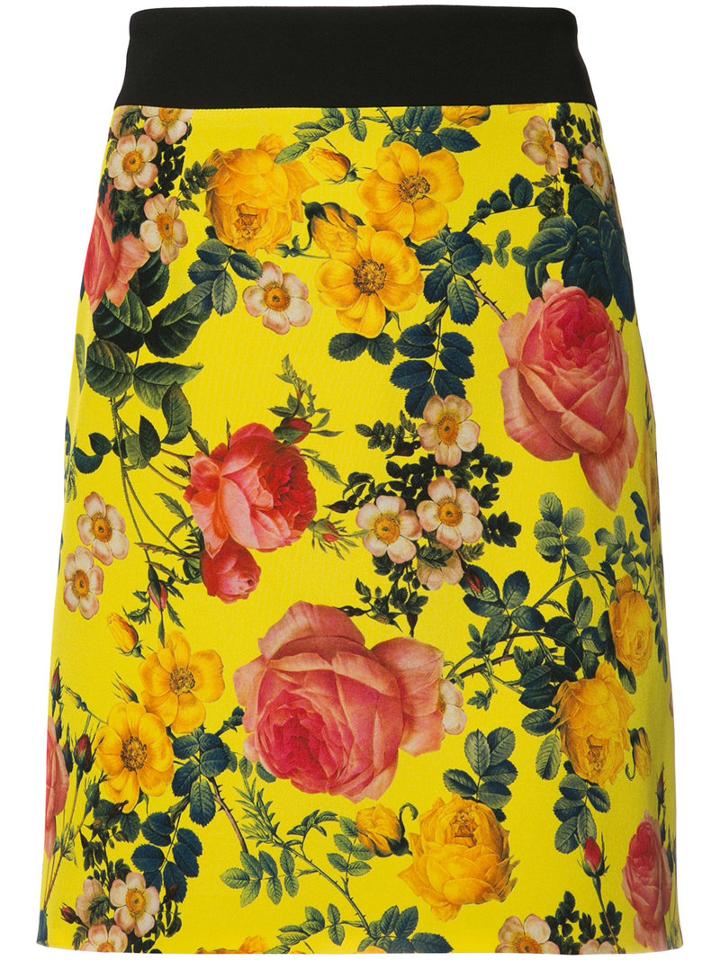 Fausto Puglisi Floral Print Mini Skirt, Women's, Size: 44, Yellow/orange, Silk/viscose/spandex/elastane