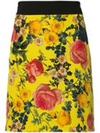 Fausto Puglisi Floral Print Mini Skirt, Women's, Size: 44, Yellow/orange, Silk/viscose/spandex/elastane