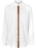 Burberry Icon Stripe Detail Stretch Cotton Poplin Shirt - White