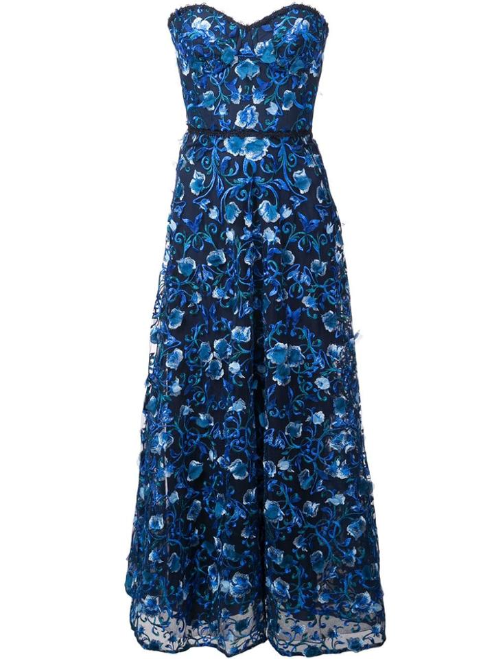 Marchesa Notte Off Shoulder Gown - Blue