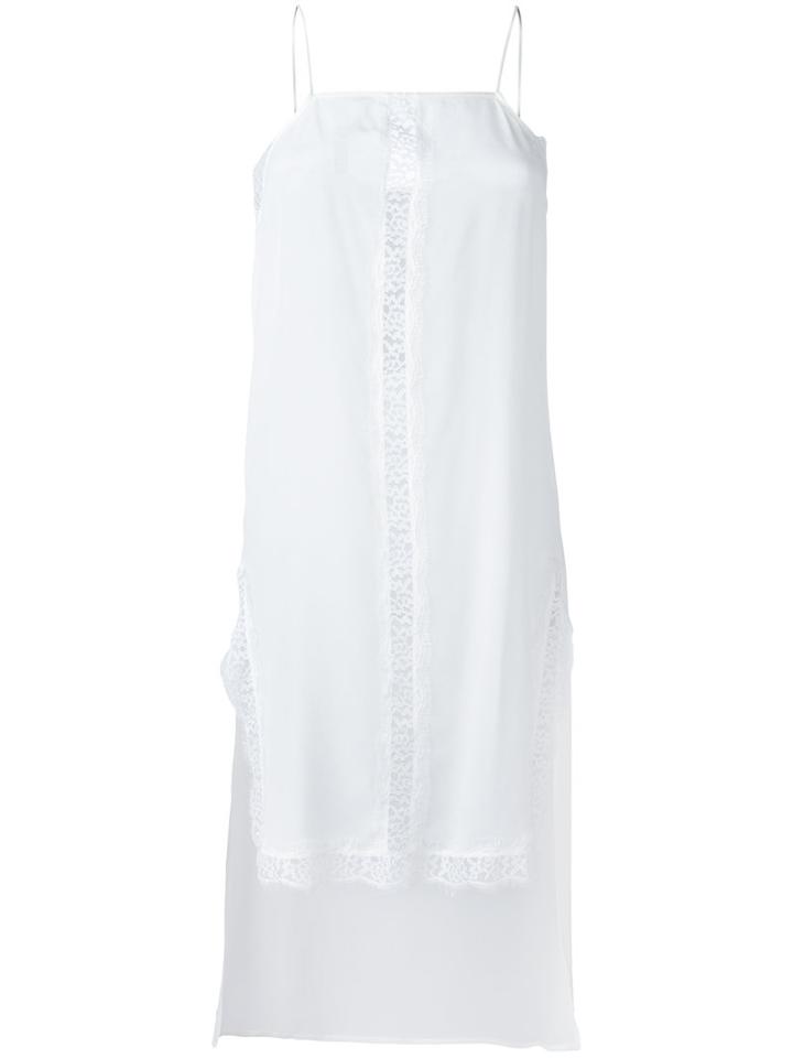 Twin-set - Elongated Lace Detail Top - Women - Silk/polyamide - Xl, Women's, White, Silk/polyamide