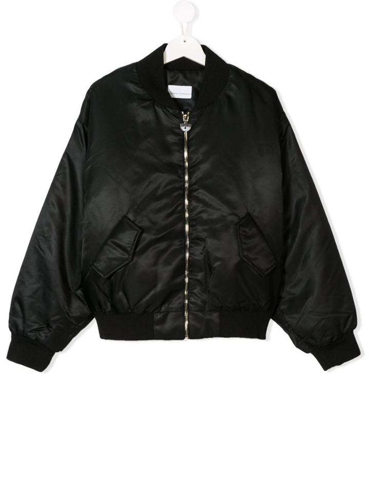 Chiara Ferragni Kids Teen Logomania Print Jacket - Black
