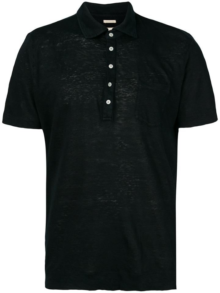 Massimo Alba Patch Pocket Polo Shirt - Black