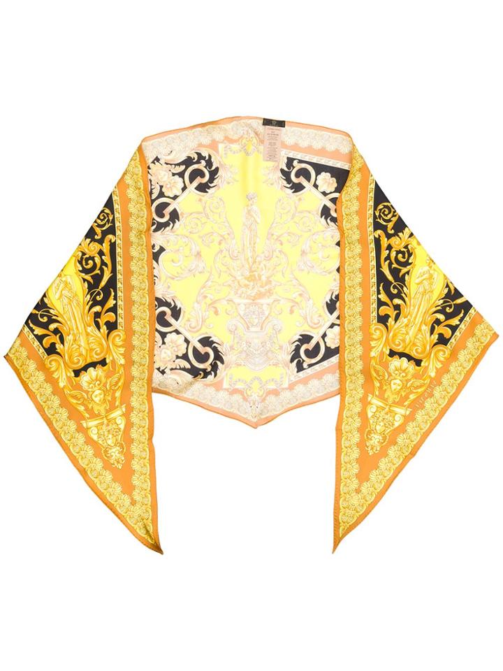 Versace Baroque Print Neck Scarf - Yellow