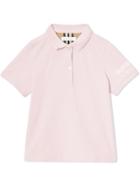 Burberry Kids Logo Print Cotton Piqué Polo Shirt - Pink