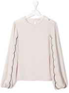 Elisabetta Franchi La Mia Bambina Contrast Piped Trim T-shirt -