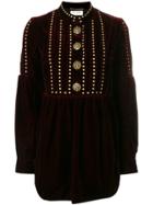 Saint Laurent Embellished Long-sleeve Mini Dress - Red
