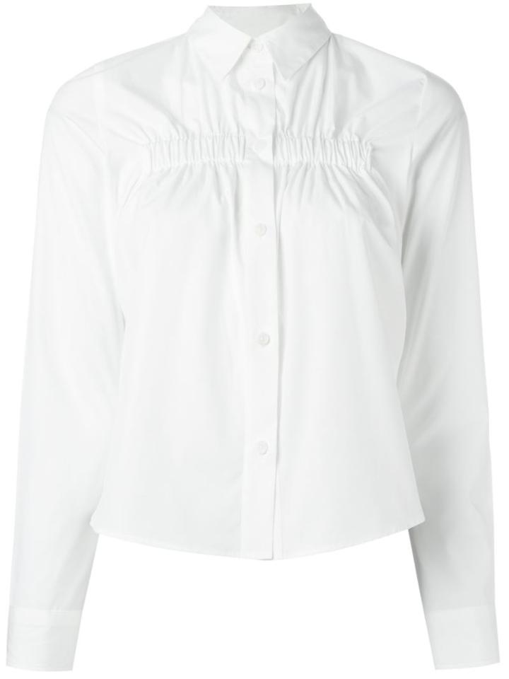 Mm6 Maison Margiela Gathered Detail Shirt, Women's, Size: 40, White, Cotton
