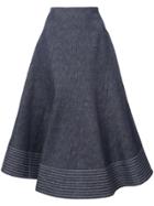 Derek Lam Full Midi Skirt With Diagonal Seams - Blue