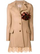 Twin-set Lace Trim Coat - Nude & Neutrals