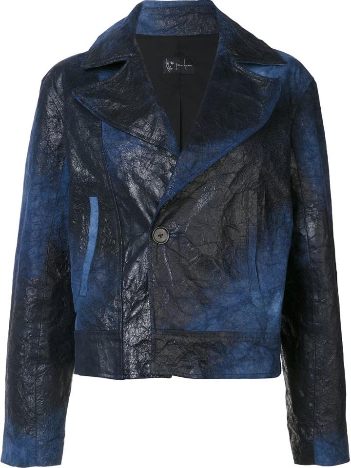 Judson Harmon 'cropped Moto' Jacket, Women's, Size: Large, Blue, Lamb Skin/aluminium