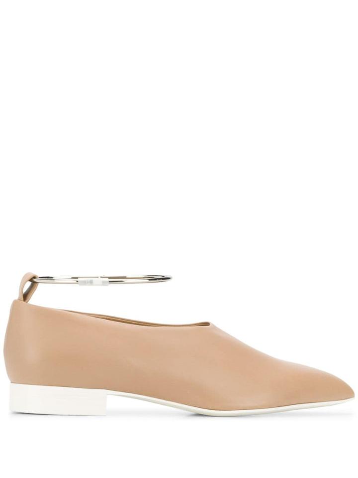 Jil Sander Pointy Anklet Loafers - Neutrals
