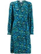 Ganni Floral-print Wrap Dress - Blue