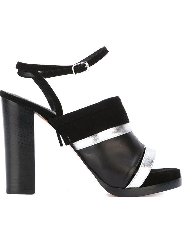 Jean-michel Cazabat Ankle Strap Sandals, Women's, Size: 37, Black, Calf Leather/suede/leather