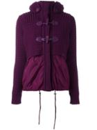 Bark Hooded Knitted Duffle Jacket, Women's, Size: Large, Pink/purple, Wool/polyamide