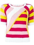 P.a.r.o.s.h. Striped Shortsleeved Sweater, Women's, Size: Xl, White, Cotton/polyamide