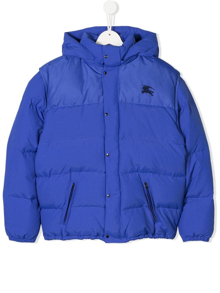 Burberry Kids Teen Padded Coat - Blue