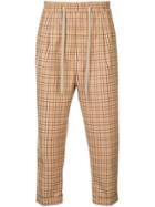 Monkey Time Checked Drawstring Trousers - Brown