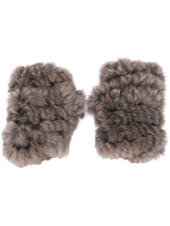 Jocelyn Fur Gloves - Brown