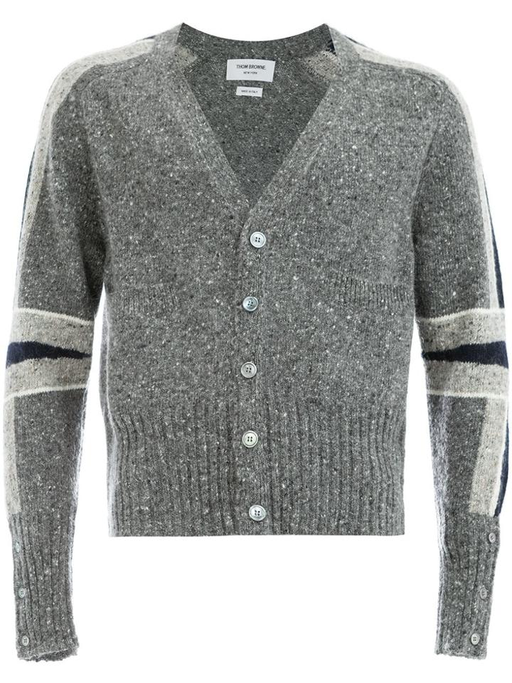 Thom Browne Panelled Sleeve Cardigan - Grey
