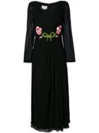 Gucci Floral Embroidered Maxi Dress - Black