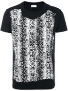 Saint Laurent Snakeskin Pattern Panel T-shirt, Men's, Size: Large, Black, Cotton
