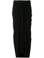 Rick Owens Lilies Draped Long Skirt, Women's, Size: 40, Black, Cotton/viscose