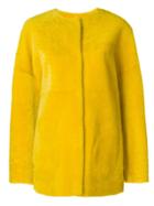 P.a.r.o.s.h. Collarless Shift Fur Jacket - Yellow & Orange