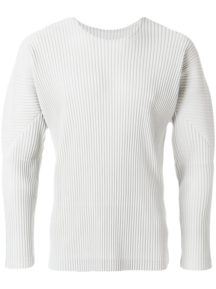 Homme Plissé Issey Miyake Ribbed Effect Jumper - Grey