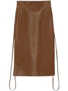 Burberry Double Zip Lambskin Skirt - Brown