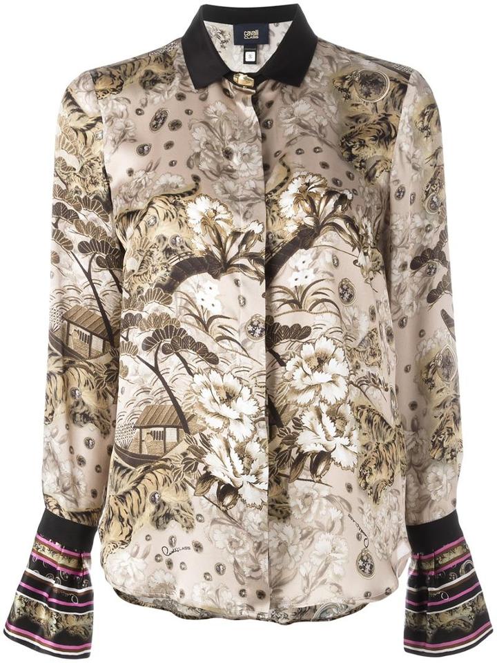 Cavalli Class 'cartone' Shirt, Women's, Size: 42, Nude/neutrals, Silk