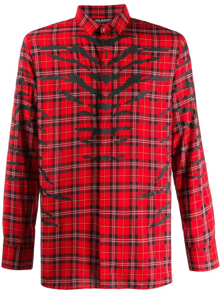Neil Barrett Tartan Tiger Print Shirt - Red