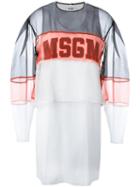 Msgm Logo Print Mesh Dress, Women's, Size: Small, White, Cotton/silk