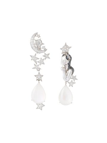 Lydia Courteille Diamond And Moonstone Virgo Earrings - Metallic
