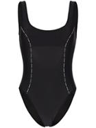 Versace Logo Detail Maillot Swimsuit - Black