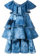 Msgm Ruffle Tiered Denim Dress - Blue