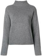 Yves Salomon High Neck Knit Sweater - Grey