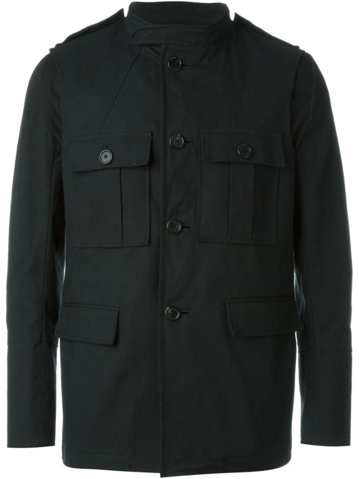 Ann Demeulemeester Patch Pocket Jacket, Men's, Size: M, Black, Cotton/cupro
