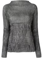 Issey Miyake Striped And Pleated Top