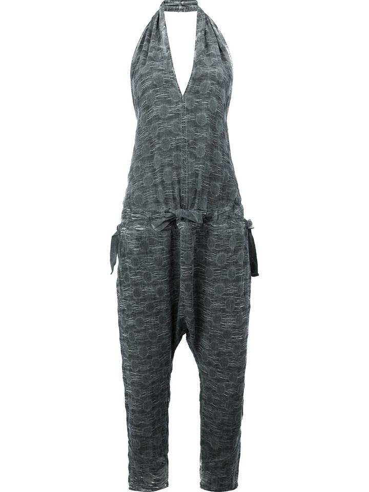 Lost & Found Ria Dunn Drop Crotch Halter Neck Jumpsuit, Women's, Size: Medium, Grey, Cotton/viscose