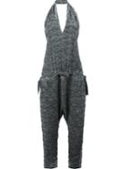 Lost & Found Ria Dunn Drop Crotch Halter Neck Jumpsuit, Women's, Size: Medium, Grey, Cotton/viscose